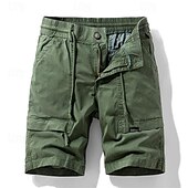 baratos Clássico-Homens Shorts táticos Bermuda Cargo Calção Bolsos Com Cordão Cintura elástica Tecido Vestível Curto Ao ar livre Diário Acampar e Caminhar Moda Clássico Preto Amarelo