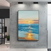 preiswerte Ölgemälde-Ozean Gemälde handgemachte Sonnenaufgang Ozean Gemälde große Leinwand Küste Gemälde Meer Landschaft Gemälde Palette Leben Meereslandschaft Ölgemälde Schlafzimmer Gemälde Wohnkultur Weihnachtsgeschenk