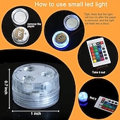 ieftine Lumini Subacvatice-Lumină cu LED pentru piscină submersibilă cu telecomandă rgb Lumină pentru scufundări pentru acvariu, alimentată cu baterie, lumină subacvatică 3 LED, iaz de nuntă, piscină, cadă de baie, vază de petrecere în acvariu, 1 buc.