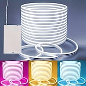 abordables Bandes lumineuses usb-Bande lumineuse néon étanche USB 5 V, 3,3 à 9,8 pieds, boîtier de batterie, alimentation électrique, corde lumineuse 120 LED/m, bande lumineuse LED étanche adaptée aux chambres à coucher, armoires de