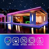お買い得  リモコンコントロール-RGB LED ストリップ ライト キット 10-40 メートル (32.8-130 フィート) フレキシブル LED ライト ストリップ 5050 RGB SMD LED IR 44 キー コントローラー、インストール パッケージおよび 12V アダプター キット付き