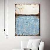 preiswerte Ölgemälde-abstraktes Skyline-Gemälde, handgemalt, extragroßes Wandkunst-Gemälde, handgemachtes blaues Landschaftsgemälde auf Leinwand, großes Wandkunst-blaues abstraktes modernes Gemälde für Schlafzimmer,