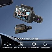 abordables DVR pour voiture-A68 1080p Nouveau design / HD / Surveillance à 360 ° DVR de voiture 150 Degrés Grand angle 3 pouce IPS Dash Cam avec Vision nocturne / G-Sensor / Détection de Mouvement 4 LED infrarouge Enregistreur