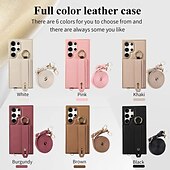 baratos Capa Samsung-telefone Capinha Para Samsung Galaxy S24 Ultra Plus S23 Ultra Plus S22 Plus Ultra S25 Ultra Capa traseira Com Suporte com pulseira Slot para cartão Retro TPU Metal Couro PU