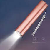 お買い得  懐中電灯-ポータブルミニ LED 懐中電灯、LED トーチ充電式 3 つの照明モード防水格納式強力ライトトーチ屋外ズームトーチ