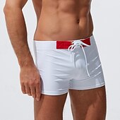 baratos calção de banho boxer masculino-Homens Bermuda de Surf Shorts de Natação Calção Justo de Natação Patchwork Com Cordão Cintura elástica Bloco de cor Conforto Secagem Rápida Curto Feriado Praia Final de semana Moda Casual Branco