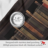 preiswerte Blackout -Vorhang-Vintage Bücherregal Verdunkelungsvorhänge Türisolierung Außenbalkon Rest Wohnzimmer Wohndekoration 2-teiliges Set mit 3D-Digitaldruck perforiert