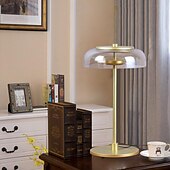 cheap Bedside Lamp-LED Beside Lamp 7W Nordic Glass Desk Light Bedroom Living Room Desk Lamp Kids Room Decor Bedisde Lights Gifts Creative Iron Table Light with Glass Lampshade Indoor Table Lamp with Plug 110-240V