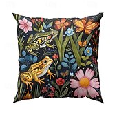 abordables style animalier-Housse de coussin décorative en forme de grenouilles tropicales, 2 pièces, taie d&#039;oreiller carrée douce, pour chambre à coucher, salon, canapé, chaise