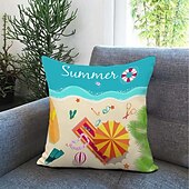 お買い得  ホリデークッションカバー-ビーチ 夏 装飾 クッションカバー 4個入り 柔らかい 正方形 クッションケース 枕カバー 寝室 リビングルーム ソファ カウチ 椅子用