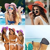 cheap Home Hats-Sunshade Hat UV Protection Wide Brim Beach Cap Foldable Ponytail Bucket Fishing Hat Beach Cap for Fishing Hiking Gardening Outdoor