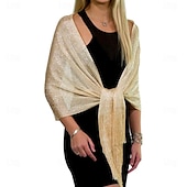 billige Sjal-Sjale Sjal til kvinner Glitter Glitrende Ermeløs Polyester Bryllup Wrap Med Dusk Til Bryllup Vår sommer