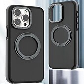 cheap iPhone Cases-Phone Case For iPhone 16 iPhone 15 Pro Max Plus iPhone 14 13 12 11 Pro Max Plus Back Cover With Magsafe with Stand Holder Support Wireless Charging Matte Frosted Retro TPU PC Metal