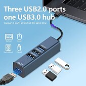 cheap USB Hubs-USB Expander 4-in-1 3.0HUB Splitter Type-c 100 MEgabit Network Card Notebook One Drag Four Expander
