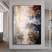 billiga Oljemålningar-grått guld texturerat målning handgjord abstrakt målning handmålad guldfolie akrylmålningar minimalistisk konst vägg konst målning för vardagsrum sovrum konstverk