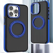cheap iPhone Cases-Phone Case For iPhone 16 iPhone 15 Pro Max Plus iPhone 14 13 12 11 Pro Max Plus Back Cover With Magsafe with Stand Holder Support Wireless Charging Matte Frosted Retro TPU PC Metal