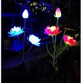 cheap Pathway Lights &amp; Lanterns-Solar Lotus Lantern - 7 Color Changing Waterproof LED Decorative Pathway Light for Garden, Courtyard, Lawn, Wedding and Festival Atmosphere 1PC