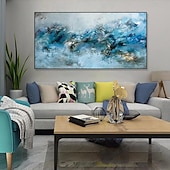 cheap Oil Paintings-Handmade Oil Painting Canvas Wall Art Decoration  Modern Abstract Texture Blue Mountain Landscape for Home Living Room Decor Rolled Frameless Unstretched Painting