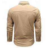 cheap Men&#039;s Work Shirts-Men&#039;s Shirt Workwear Shirts Work Shirt Button Up Shirt Cargo Shirt Black khaki Army Green Gray Long Sleeve Plain Turndown Vacation Holiday Front Pocket Clothing Apparel Fashion Casual Comfortable