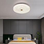 billige Taklamper-led taklampe 40 cm rund krystall 3-farget lys starlight taklampe soveromslampe taklampe for stue korridor 110-240v