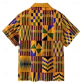 tanie Retro vintage druk-Męskie Wzór geometryczny Etnické Koszula hawajska Koszula Aloha Krótkie rękawy Koszula Wieczorne Hawajskie Ośrodek wczasowy Na zewnątrz Urlop Ulica Żółty Czerwony S M L