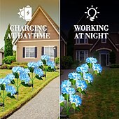 billige Pathway Lights &amp; Lanterns-2 stk utendørs solcelle LED vanntett hortensia blomstersti plenlys - feriehage stubbelys for bakgård, park, gangveidekorasjon