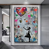 preiswerte Straßenkunst-Banksy Mädchen Graffiti Ölgemälde handgemalt Pop Art Gemälde berühmte Leinwand Banksy Mädchen Kunstwerk Gemälde Banksy Ballon Leinwand Gemälde Wanddekoration Kunstwerk Gemälde