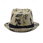 cheap Fedora Hat-Men&#039;s Kentucky Derby Hat Sun Hat Party Hat Dress Hat White khaki Cotton Fashion Casual Street Daily Coconut Tree Sunscreen Breathable