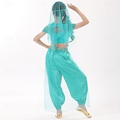 billiga Danskläder till magdans-Magdans Barndanskläder Topp Guldmynt Ren Färg Tvinning Flickor Prestanda Träning Kortärmad Hög Polyester