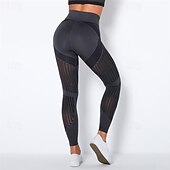 cheap Yoga Leggings &amp; Tights-Women&#039;s Yoga Pants Yoga Leggings Mesh Patchwork High Waist Yoga Gym Workout Pilates Tights Color Block Dark Grey Black Army Green Spandex Sports Activewear Stretchy Slim