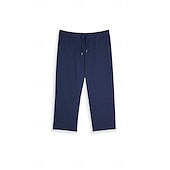 baratos Feriado-Homens Calção Shorts de linho Shorts de verão Shorts de praia Calças Capri Bolsos Com Cordão Cintura elástica Tecido Conforto Respirável Ao ar livre Diário Para Noite Moda Roupa de rua Preto Branco