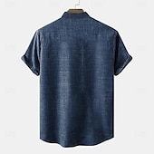 abordables Classique-Homme Chemise Lin Chemise Henley Shirt chemises rétro Chemise Vintage Chemise ethnique Ethnique Vacances du quotidien Bleu Vert Manche Courte Col Mao Eté Printemps Vêtement Tenue Imprimer