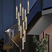 levne Lustry-moderní led lustr 1/2/5/8/10/12/18 hlava stmívatelné světelné křišťálové závěsné svítidlo pro vysoký strop obývacího pokoje foyer chromová světla osvětlení současné stropní svítidlo lustry (12