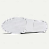 levne Neformální-pánské černo-bílé lakované mokasíny z umělé kůže s mašlí – stylové slip-on společenské boty na formální události a večírky