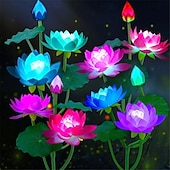 cheap Pathway Lights &amp; Lanterns-Solar Lotus Lantern - 7 Color Changing Waterproof LED Decorative Pathway Light for Garden, Courtyard, Lawn, Wedding and Festival Atmosphere 1PC
