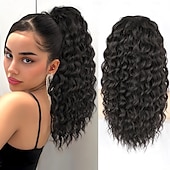 baratos Rabos-de-Cavalo-Extensão de rabo de cavalo encaracolado com cordão para mulheres negras marrom preto clipe encaracolado em extensões de cabelo Extensão de rabo de cavalo de 18 polegadas peruca sintética para festa