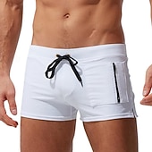 cheap Men's Swim Shorts-Men's Board Shorts Swim Shorts Swim Trunks Drawstring Elastic Waist Plain Comfort Quick Dry Short Holiday Beach Weekend Fashion Casual Black White Micro-elastic
