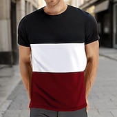 economico Magliette casual da uomo-Per uomo Maglietta Camicia a Maniche Corte Manica Corta Girocollo Primavera &amp; Estate Blocco di colori Moda Designer Essenziale Patchwork Vacanza Streetwear Uscire Vinaccia Nero Bianco Maglietta Top