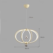 cheap Island Lights-LED Pendant Light 48cm Ring Circle Design 3 Color Light Metal Luxurious Modern Style Dining Room Bedroom Pendant Lamps 110-240V