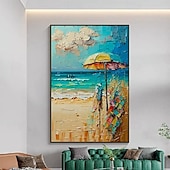 preiswerte Abstrakte Gemälde-abstraktes Strand-Ölgemälde auf Leinwand, großes handgemaltes Sonnenschein-Ozeanküsten-Seelandschafts-Ölgemälde, Wandkunst, modernes blau-beiges Ölgemälde für die Wanddekoration im Wohnzimmer