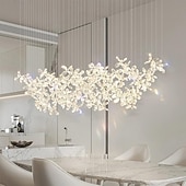 baratos Candelabros de Cristal-Lustre led branco quente 100cm 8 luzes design exclusivo lustre de flor de cristal restaurante luxo arte italiana bar ilha candeeiros de mesa criativo metal sala de jantar 110-240v