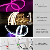 economico Strisce luminose COB-5m 10m 15m Luci al neon 600-3000 LED 2835 SMD Neon flessibile 8mm 1 pc Bianco caldo Bianco Rosso Strisce LED All&#039;aperto Impermeabile Vacanze 220-240 V