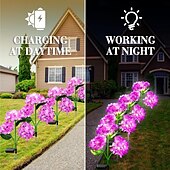 billige Pathway Lights &amp; Lanterns-2 stk utendørs solcelle LED vanntett hortensia blomstersti plenlys - feriehage stubbelys for bakgård, park, gangveidekorasjon