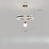 economico Luci a sospensione-lampada a sospensione a led 50 cm design circolare a 2 luci anello dimmerabile finiture verniciate in alluminio stile artistico nordico lampada a sospensione per soggiorno camera da letto 110-240 v
