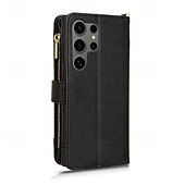 Χαμηλού Κόστους Samsung Θήκη-τηλέφωνο tok Για Samsung Galaxy S24 S23 S22 S21 S20 Ultra Plus FE A34 Α54 Θήκη κάρτας πορτοφολιού Μαγνητική Φερμουάρ με λουράκι καρπού Ρετρό TPU PU δέρμα