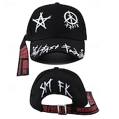 tanie Czapka baseballowa męska-Męskie Czapka z daszkiem Kapelusz Czapka Truckera Czarny Biały Bawełna Moda Codzienny Ulica Codzienny Gwiazda Regulowany Filtr przeciwsłoneczny Oddychający