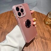 cheap iPhone Cases-Phone Case For iPhone 15 Pro Max Plus iPhone 14 13 12 11 Pro Max Plus Back Cover with Stand Holder Bling Glitter Shiny Shockproof TPU Plating Metal