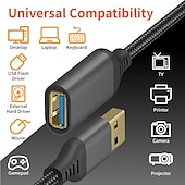 お買い得  スマホケーブル-ナイロン編組 USB 3.0 オス - メス 高速伝送データ ケーブル コンピューター ハード ドライブ カメラ プリンター 延長ケーブル