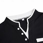 cheap Men&#039;s Classic Polo-Men&#039;s Collarless Golf Shirts Banded Collar Shirt Street Casual Notched V Neck Short Sleeve Fashion Basic Plain Button Summer Regular Fit Black White Navy Blue Gray Collarless Golf Shirts