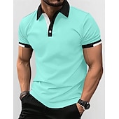 preiswerte Klassisches Poloshirt für Herren-Herren Polos mit Knöpfen Golfhemd Casual Festtage Gerippter Polokragen Kurzarm Modisch Basic Feste Farbe Patchwork Sommer Regular Fit Schwarz Weiß Rote Blau Braun Grün Polos mit Knöpfen